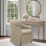 London Upholstered Skirted Dining Arm Chair with Hidden Casters Beige B035P341170