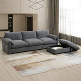 96.5'' Chenille Sectional Sofa with Storage Ottoman and Pockets,Adjustable Phone Holder,Wide,4 61135243