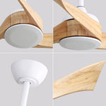 ZUN 52 Inch Modern Ceiling Fan Without Light 6 Speed Remote 3 Solid Wood Blade Reversible DC Motor For W934P153094