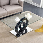 ZUN A rectangular modern and fashionable coffee table with tempered glass tabletop and black legs. W1151140298