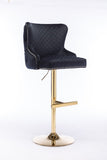 Hengming Velvet bar chair stool one-piece set, adjustable height, diamond lattice against the back W212P156698