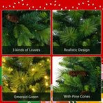 ZUN 6FT Grass Green Christmas Tree, Large Branches Pine Tree, Pre-Lit Set with Tree & Garland & Wreath, N704P198445F