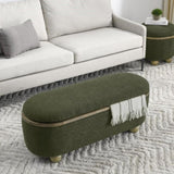 Storage Ottoman Bench, Upholstered End of Bed Ottoman Bench with and Seating, Large Blanket W487P179605