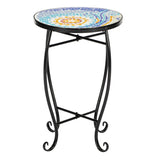 ZUN Blue Hawaiian Sun Mosaic Round Terrace Bistro Table 62269715