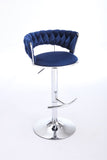 Set of 2 Bar Stools,with Chrome Footrest and Base Swivel Height Adjustable Mechanical Lifting Velvet 21221220