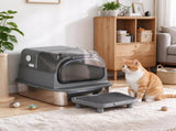 XXL Stainless Steel Cat Litter Box, Enclosed Design with Flip Lid & High Sides, Includes Step, Metal 62719984