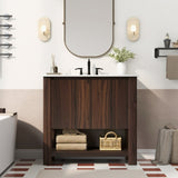 36" Modern Bathroom Vanity with Rectangle Ceramic Sink, Bathroom Cabinet with Large storage space N817P245321B