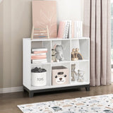 White Finish 6-Shelf Bookcase Wooden Furniture 1pc B011P255288
