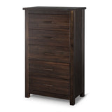 ZUN Brown MDF with Solid Wood Veneer 73*40*120cm Vertical 5-Drawer Chest of Drawers 43265670