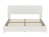 Boucle Queen Bed Frame with Adjustable Height Modern Platform Bed with Curved Cloud N733P439495K