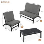 ZUN 4-Piece V-shaped Seats set, Acacia Solid Wood Outdoor Sofa, Garden Furniture, Outdoor seating, Black 81206749