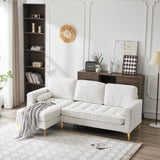 218*141*87cm Burlap Diamond Electroplated Gold Trident Legs Three Seats With Footstool Indoor 29311242