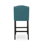 ZUN Vienna Contemporary Fabric Tufted Wingback 31 Inch Counter Stools, Set of 2, Teal and Dark Brown 64856.00T