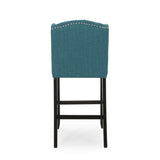 ZUN Vienna Contemporary Fabric Tufted Wingback 31 Inch Counter Stools, Set of 2, Teal and Dark Brown 64856.00T