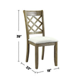 Set of 2 Side Chairs with Padded Seat Cushion, Beige and Rustic Oak B016P329810