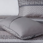 ZUN 6 Piece Reversible Jacquard Quilt Set with Throw Pillows Grey/Taupe Full/Queen B03597477