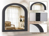 40"x30" Arched Bathroom Mirror with Wooden Frame Decorative Wall Mounted Mirror, Black 33173401