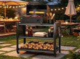 Outdoor Grill Cart Table with Pegboard, Indoor and Outdoor Pizza Oven Table with Lockable 26411499