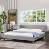 Diego Low Upholstered Platform Bed, King, Light Grey Polyester B2719P238662