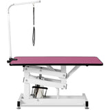 ZUN 42.5INCH HYDRAULIC PET GROOMING TABLE PINK COLOR 46798649