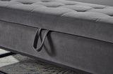 58.6" Bed Bench Metal Base with Storage Grey Velvet W1097119559