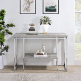 Natural Oak and Chrome Sofa Table B062P181393