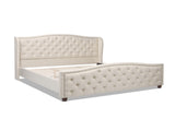 Fontana Wingback Upholstered Platform Bed Frame, King, Sky Neutral Beige Polyester B2719P238226