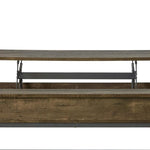 ZUN Brown Oak and Sandy Black Lift Top Coffee Table B062P153626