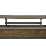 ZUN Brown Oak and Sandy Black Lift Top Coffee Table B062P153626