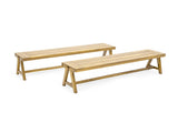 Outdoor Dining Benches , Contemporary Acacia Wood Patio Bench with Teak Finish N770P358871T