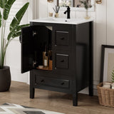 24 inch Bathroom Vanity with Sink, One Cabinet with Soft-closing Door, 3 Soft-closing Drawers, Retro N759P292551B
