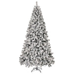 ZUN 8 FT Pre-lit Snow Flocked Christmas Tree, Artificial Hinged Xmas Pine Tree with 1300 Branch Tips, 67753031