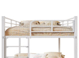 White Twin Bunk Bed Square Tube High Guardrail Side Ladder Opening Iron Bed 58697085