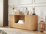 64-Inch Wavy TV Stand, Rounded Sideboard, Storage Cabinet, Wooden Vertical Stripe Cabinet for Living W1162P388448