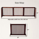 Wooden Pet Gate 3 Panels,Freestanding Length Adjustable 02256176