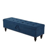 59" Bed Bench with Storage Blue Fabric W1097124943