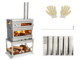Wood Burning Stove with Oven and Rack - Camping Stove with Chimney Pipe, Stainless Steel Hot 05140052