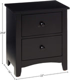 Black Finish Nightstand 2-Drawers Pine Veneer MDF Wooden 1pc Modern Nightstand HS00F4236-ID-AHD