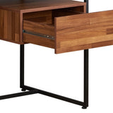 ZUN Walnut and Sandy Black 1-Drawer Writing Desk B062P215486