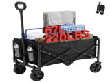 Collapsible Folding Wagon, Heavy Large Capacity Garden Wagon, Big Bucket Beach Cart with 03522065