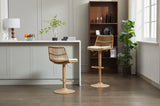 ZUN Set of 2 Rattan Bar Stool, 360 Swivel Bar Chair, Counter Height Chair with Footrest for Kitchen, W1752P217906