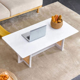 Chinese style white solid wood and imitation rattan coffee rectangular solid wood coffee low W1151128046