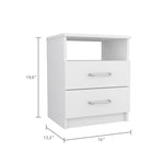 ZUN Napoles Nightstand , End Table, Side Table Superior Top, Two Drawers, One Shelf -White B20091968