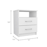 ZUN Napoles Nightstand , End Table, Side Table Superior Top, Two Drawers, One Shelf -White B07091968