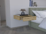 Floating Nightstand 5"H, Modern Wall-Mounted Bedside Shelf with Drawer, Macadamia B097P167435