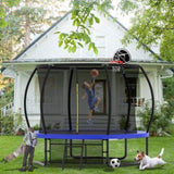 ZUN 10FT Pumpkin Trampoline, Outdoor Trampoline with Basketball Hoop, Enclosure Net and Ladder W1163P148139