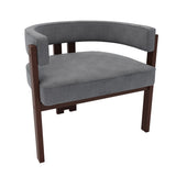 ZUN COOLMORE Modern Accent Chair Teddy Upholstered Armchair with Open Back 3 Legs Barrel Dining Chair W395P233456