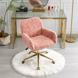 Furniture Office Chair,Artificial rabbit hair Home Office Chair with Golden Metal Base,Adjustable 58136779