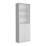 ZUN Home 2-Door Bookcase, Modern Storage Unit with Dual Doors and Multi-Tier Shelves -White -Office B200137830