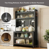 64" Kitchen Pantry Storage Cabinet, 5 Tier Metal Storage Cabinet with Wheels, Transparent Flap Door W3204P300624